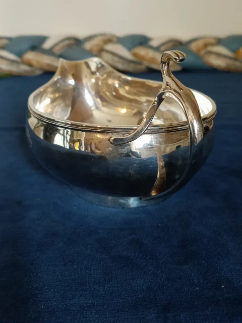 Exceptional 900 silver sauce boat